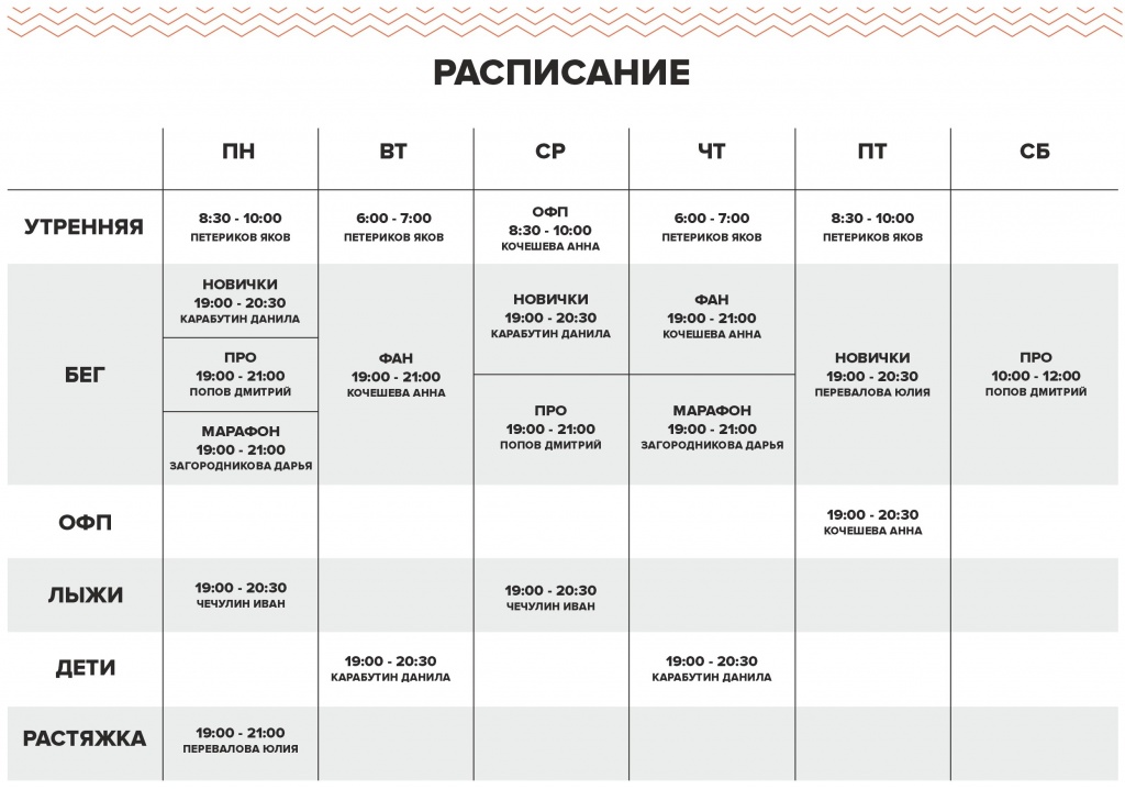 Расписание